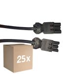 Mehrfachpackung 25x Noxion GST - Kompatibel Verlängerungskabel Schwarz - Männlich + Weiblich - 5m - 3 pole 1,5mm2