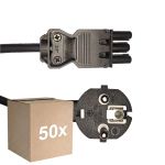 Mehrfachpackung 50x Noxion GST - Kompatibel Versorgungskabel Schwarz - Weiblich + Schuko Europlug - 2m - 3 pole 0.75mm2