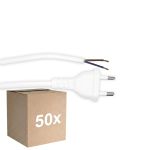 Mehrfachpackung 50x Noxion Euro Versorgungskabel - C7 Europlug + Offene Enden - Weiß 2m - 2 pole 0,75mm2