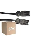 Mehrfachpackung 50x Noxion GST - Kompatibel Verlängerungskabel Schwarz - Männlich + Weiblich - 3m - 3 pole 1,5mm2